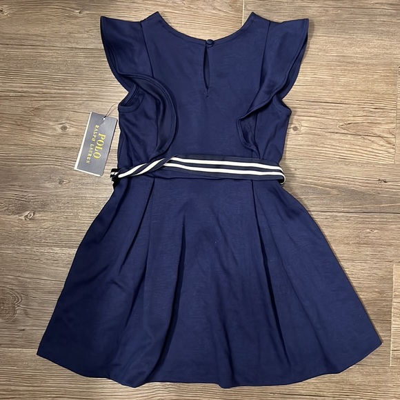 NWT Polo Ralph Lauren Ruffle Sleeve Navy Dress 4/4T - Picture 4 of 7